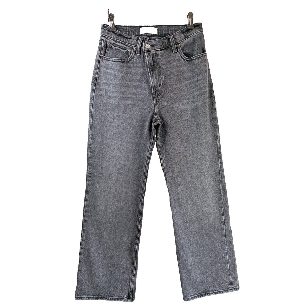 Abercrombie & Fitch 90s Relaxed High Rise Gray Jeans Women's Size 26 Wide Leg